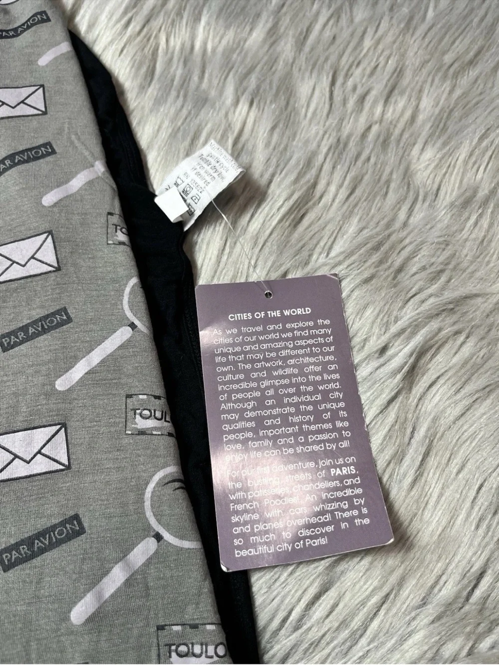 Kickee Pants Viscose Bamboo Par Avion Paris France Gray Black Blanket
